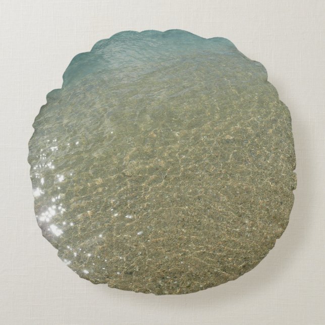 Water op Abstracte Natuur Beach I Fotografie Rond Kussen (Voorkant)