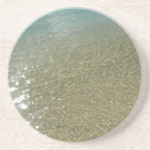 Water op het Strand I Abstracte Natuurfotografie Zandsteen Onderzetter