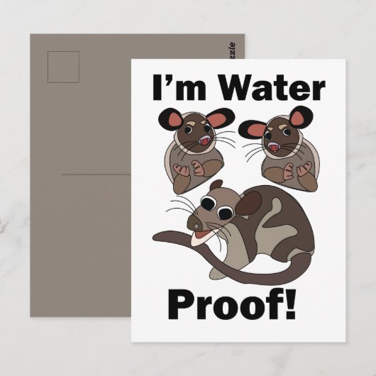 Water Opossum Ik Ben Waterdicht Grappig Briefkaart (Voorkant / Achterkant)