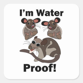 Water Opossum Ik Ben Waterdicht Grappig Vierkante Sticker