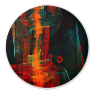 Water Oranje Rood Blauw Modern Abstract Kunstpatro Keramische Knop