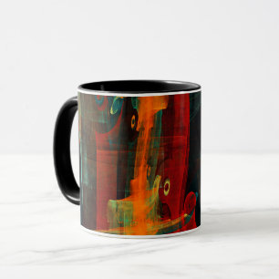 Water Oranje Rood Blauw Modern Abstract Kunstpatro Mok