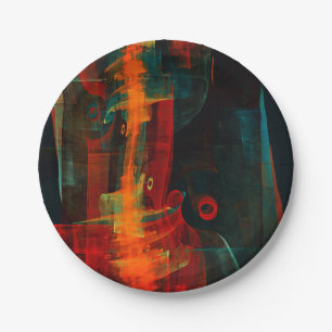 Water Oranje Rood Blauw Modern Abstract Kunstpatro Papieren Bordje