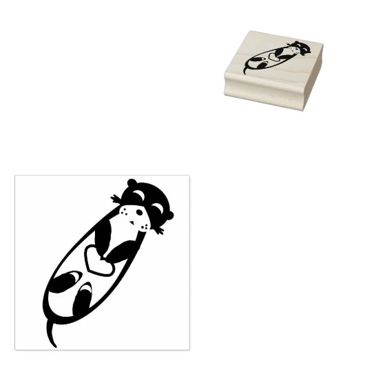 Water otter met hart rubberstempel (Gestempeld)