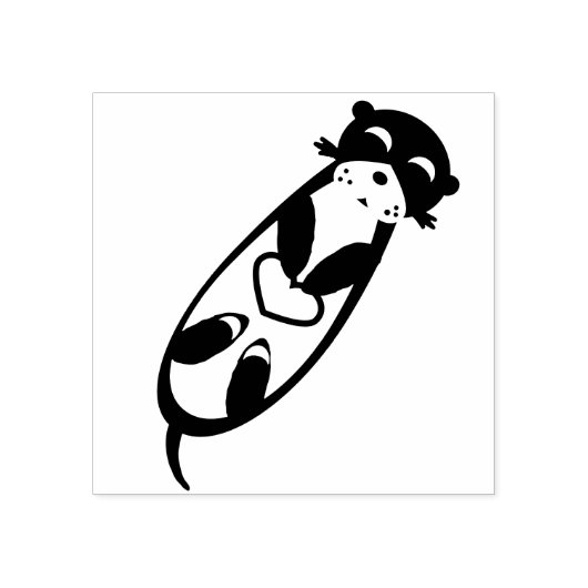 Water otter met hart rubberstempel (Afrduk)