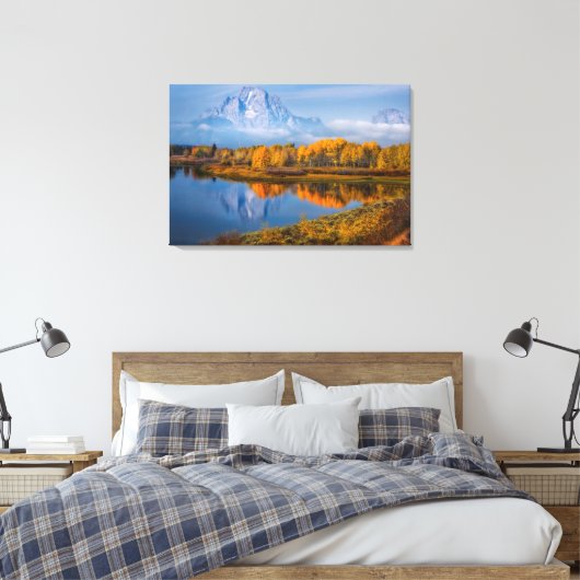 Water | Oxbow Bend Jackson Wyoming Canvas Afdruk (Insitu (Slaapkamer))
