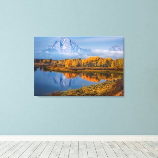 Water | Oxbow Bend Jackson Wyoming Canvas Afdruk (Insitu (Houten vloer))