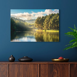 Water Pang Oung Lake & Pine Forest Thailand Canvas Afdruk