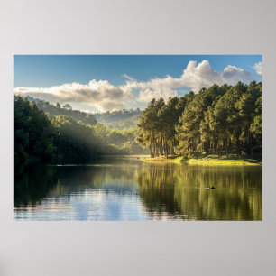 Water Pang Oung Lake & Pine Forest Thailand Poster