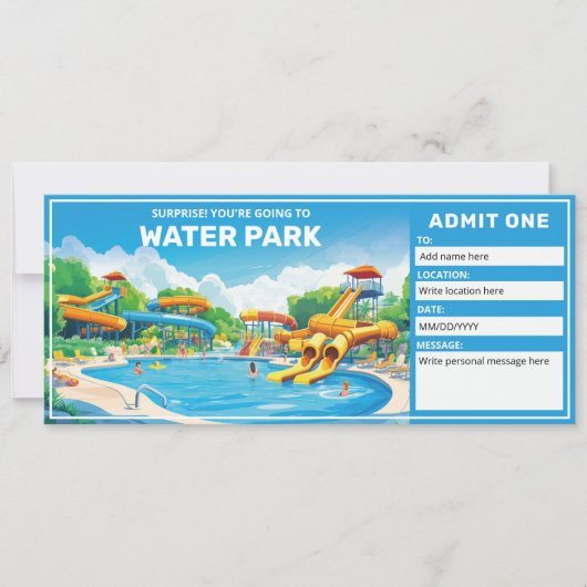 Water Park Cadeaubon, Aqua Park Ticket Kaart (Voorkant)