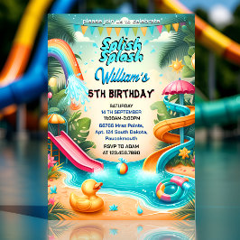 Water Park Cool Zomer splash pad 4e verjaardag Kaart