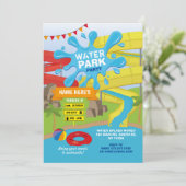 Water Park Party Verjaardag Splash Slides Fun Kaart (Staand voorkant)