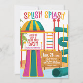 Water Park Verjaardagsfeestje Splish Splash Bright Kaart (Voorkant)
