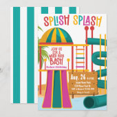 Water Park Verjaardagsfeestje Splish Splash Bright Kaart (Voorkant / Achterkant)