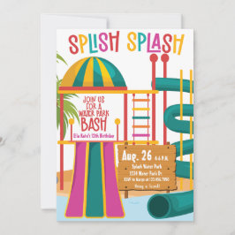 Water Park Verjaardagsfeestje Splish Splash Bright Kaart