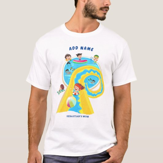Water Park Zomer Zwembad Waterslide Verjaardag Fam T-shirt (Voorkant)