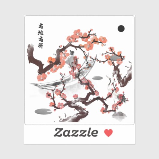 Water Passage - Bootman en Japanse Kraanvogel Sticker (Vel)