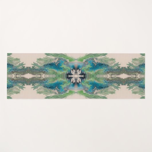 Water Path Flow – Abstract Aqua & Green Fluid Art  Yogamat (Voorkant (horizontaal))