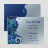 Water & Paua Shell Geïnspireerd Save the Date Brie Aankondigingskaart (Voorkant / Achterkant)