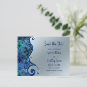 Water & Paua Shell Geïnspireerd Save the Date Brie Aankondigingskaart (Staand voorkant)