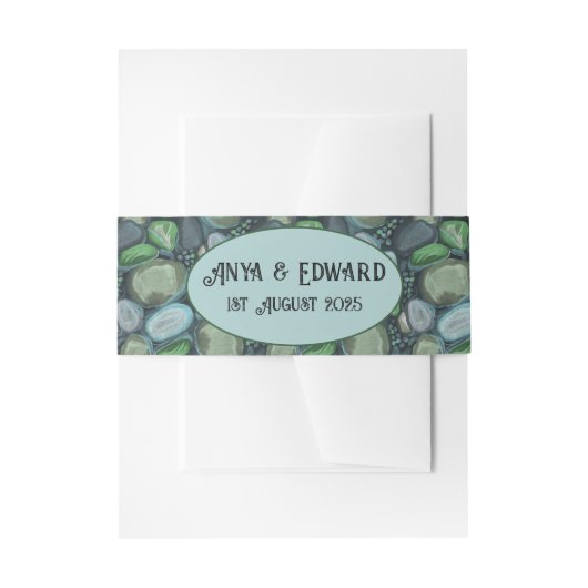 Water Pebbles - Huwelijk buik band verticaal Uitnodigingen Wikkel (Voorkant Voorbeeld)