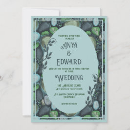 Water Pebbles - Wedding Invitation Kaart