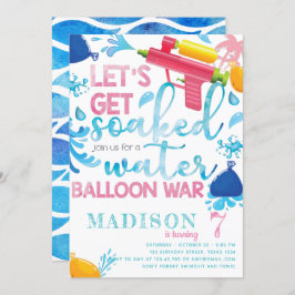 Water Pistool & Ballonnen Meisje Verjaardagsfeest Kaart