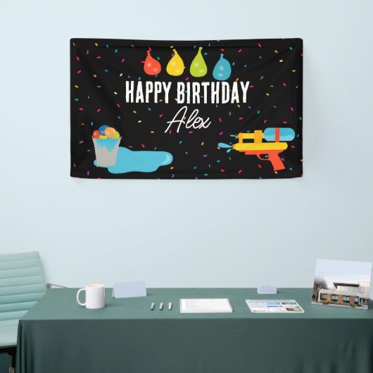 Water Pistool & Ballonnen Zomer Kids Verjaardagsfe Spandoek (Beurs)