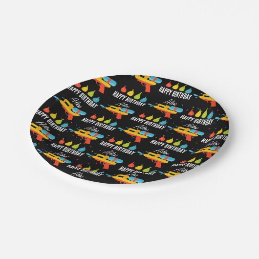 Water Pistool & Ballonnen Zomerfeest Papieren Bordje (Gekanteld)