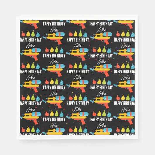 Water Pistool & Ballonnen Zomerfeest Servet (Voorkant)