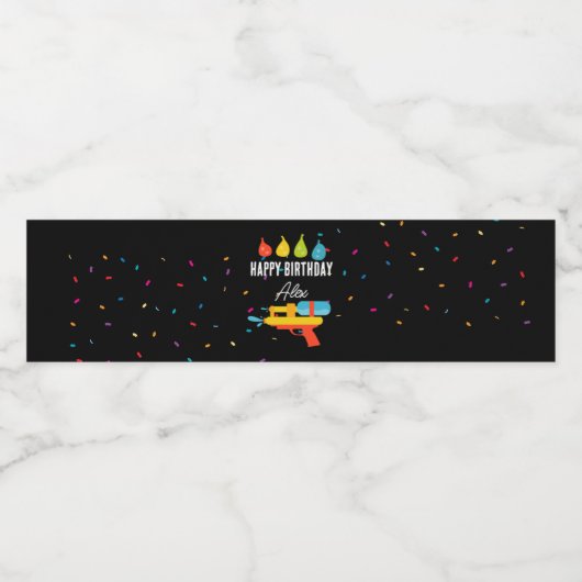 Water Pistool & Ballonnen Zomerfeest Waterfles Etiket (Enkel label)