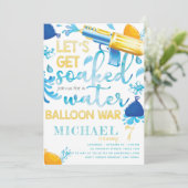 Water Pistool Balloon War Boy Verjaardagsfeestje Kaart (Staand voorkant)