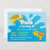 Water Pistool Boys Summer Birthday Party Invitatio Kaart (Voorkant / Achterkant)
