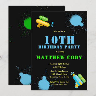 Water Pistool Splash Boy 10th Birthday Party nodig
