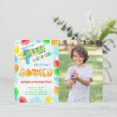 Water Pistool Verjaardag Foto Uitnodigingen (Staand voorkant)