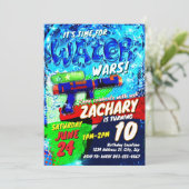 Water Pistool Verjaardag Uitnodiging Sjabloon | wa (Staand voorkant)