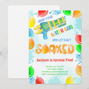 Water Pistool verjaardagsuitnodigingen Kaart