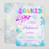 Water Pistool verjaardagsuitnodigingen Kaart (Voorkant / Achterkant)