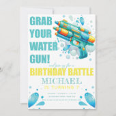 Water Pistool Zomer Jongen Verjaardagsfeest Kaart (Voorkant)