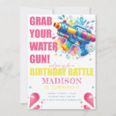 Water Pistool Zomer Meisje Verjaardagsfeest Kaart (Voorkant)