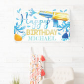 Water Pistool Zomer Verjaardag Gepersonaliseerde B Spandoek (Insitu)