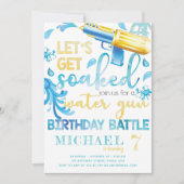 Water Pistool Zomerjongen Verjaardagsfeestuitnodig Kaart (Voorkant)