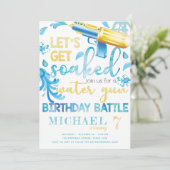 Water Pistool Zomerjongen Verjaardagsfeestuitnodig Kaart (Staand voorkant)