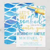 Water Pistool Zomerjongen Verjaardagsfeestuitnodig Kaart (Voorkant / Achterkant)