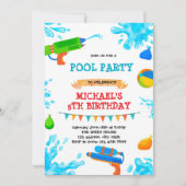 Water pistool zwembad feestuitnodiging kaart (Voorkant)