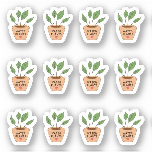 Water Planten Herinnering Mini Plant Pots Bujo Pla Sticker (Voorkant)