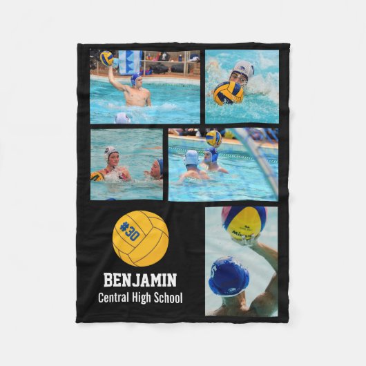 Water Polo 5 Fotocollage naam # Team Custom Flee Fleece Deken (Voorkant)
