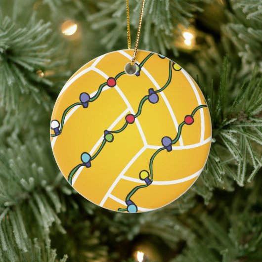Water Polo Ball With Lights Holiday Keramisch Ornament (Boom)