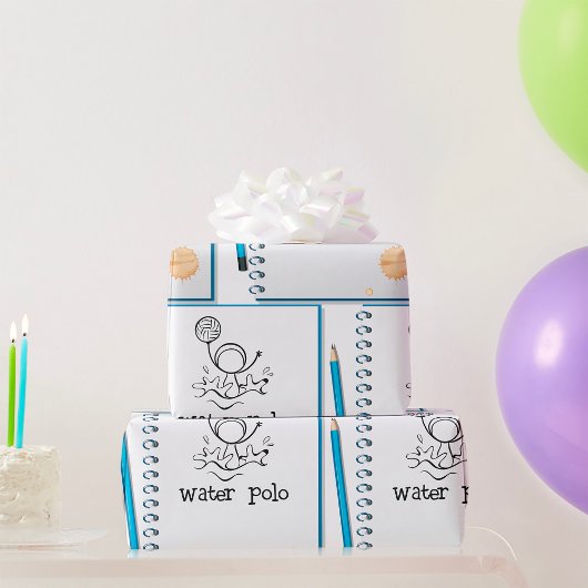 Water Polo Doodle Sketch Hand-getrokken watersport Cadeaupapier