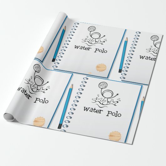 Water Polo Doodle Sketch Hand-getrokken watersport Cadeaupapier (Uitgerold)